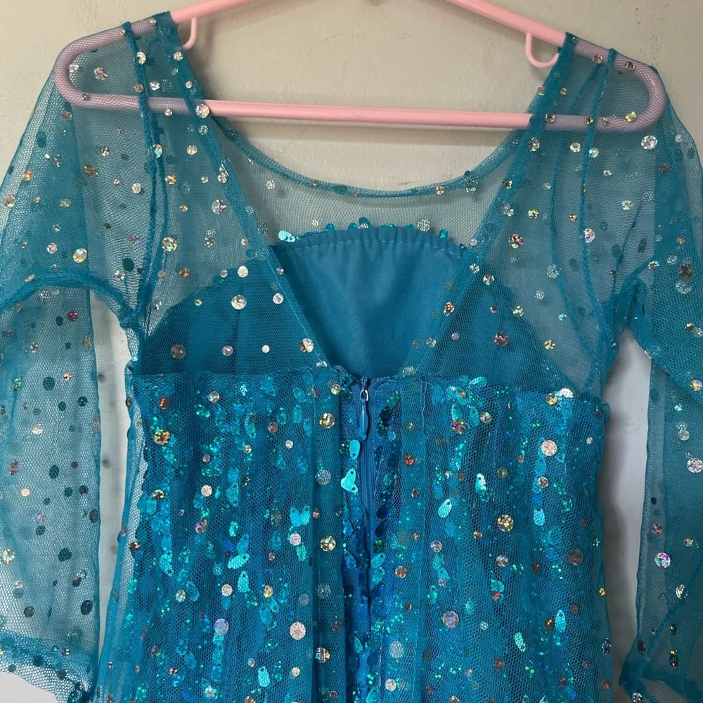 Girl’s Blue Sequin Princess Dress, Halloween, Size M